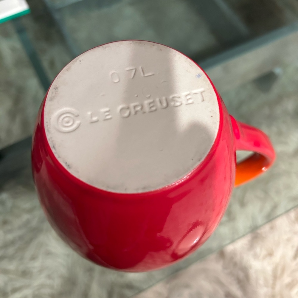 Le Creuset Cream and Blue Baking Dish with Orange Pitcher - Picture 6 of 7
